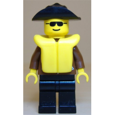 jbr014 Jacket Brown - Black Legs, Black Wide Brim Hat, Life Jacket (2769) 
